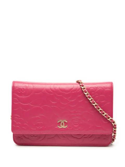 2012 CC Embossed Lambskin Camellia Wallet On Chain crossbody bag by CHANEL 