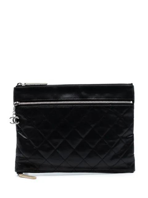 2013-2014 CC Quilted Lambskin Multi Zip clutch bag by CHANEL 