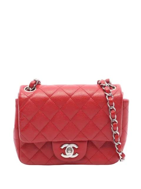 2013-2014 CHANEL Mini Matelasse leather Calfskin (cowhide) Red Used Women shoulder bag by CHANEL 