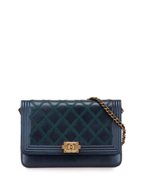 2013-2014 Calfskin Double Stitch Boy Wallet On Chain crossbody bag by CHANEL 