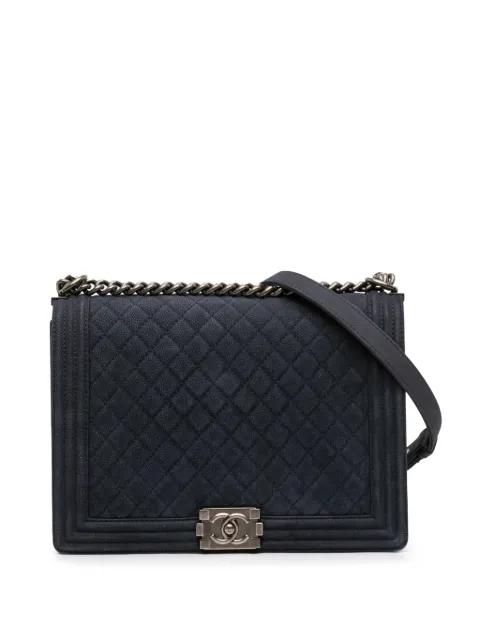 2013-2014 Large Iridescent Quilted Caviar Boy Flap crossbody bag by CHANEL 