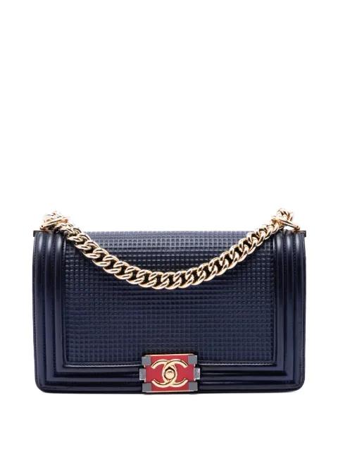 2013-2014 Old Medium Lambskin Embossed Cube Boy Flap crossbody bag by CHANEL 
