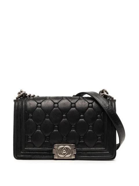 2013-2014 Old Medium Quilted Suede Chesterfield Boy Flap crossbody bag by CHANEL 