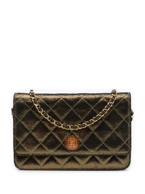 2013-2014 Quilted Iridescent Lambskin Tartan Button Wallet On Chain crossbody bag by CHANEL 