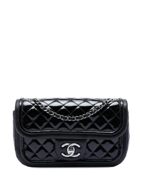 2013-2014 Small Quilted Patent and Lambskin Trimmed Classic Twist Flap shoulder bag by CHANEL 