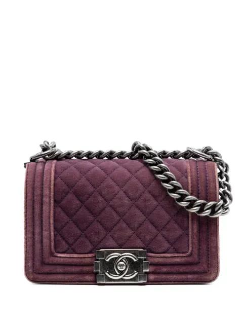 2013-2014 Small Quilted Velvet Boy Flap crossbody bag by CHANEL 
