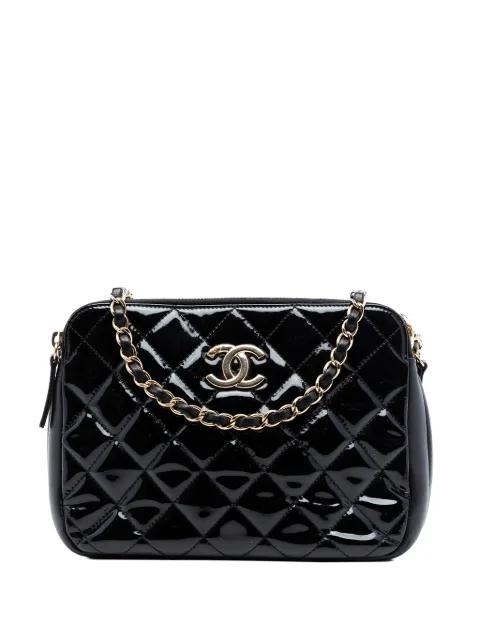 2014-2015 CC Quilted Patent Double Zip Camera Bag shoulder bag by CHANEL 