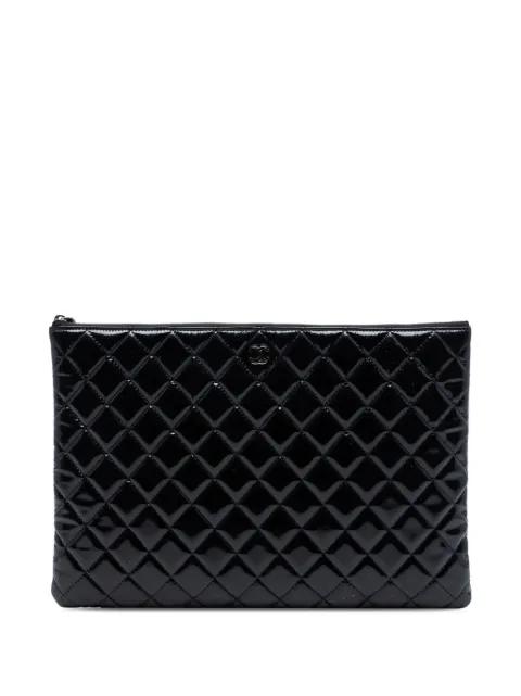 2014-2015 Large Quilted Patent O Case clutch bag by CHANEL 