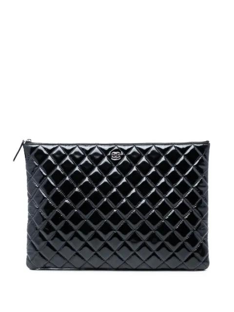 2014-2015 Large Quilted Patent O Case clutch bag by CHANEL 