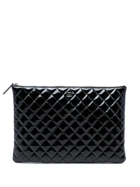 2014-2015 Large Quilted Patent O Case clutch bag by CHANEL 