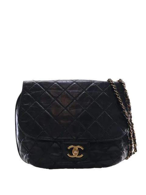 2014-2015 Medium Quilted Glazed Calfskin Bubble CC Flap crossbody bag by CHANEL 