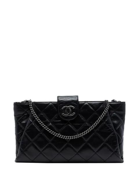 2014-2015 Quilted Glazed Calfskin Coco Pleats Chain Clutch crossbody bag by CHANEL 