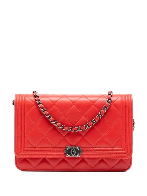 2014-2015 Quilted Lambskin Boy Wallet On Chain crossbody bag by CHANEL 