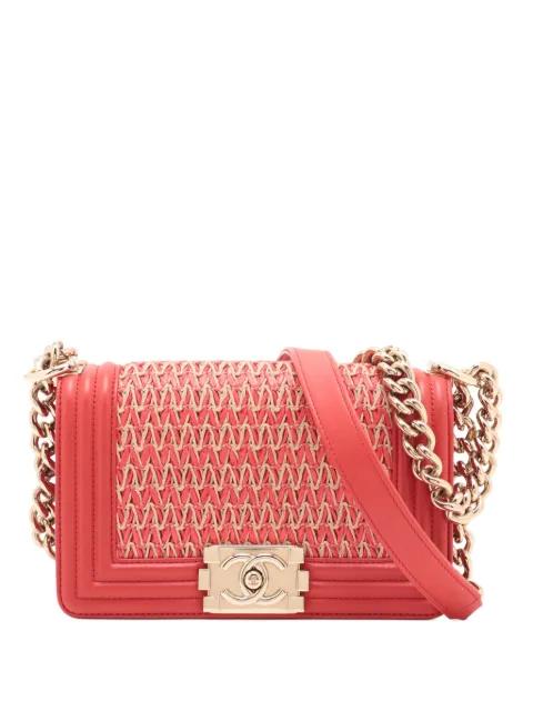 2014-2015 Small Straw and Lambskin Boy Flap shoulder bag by CHANEL 