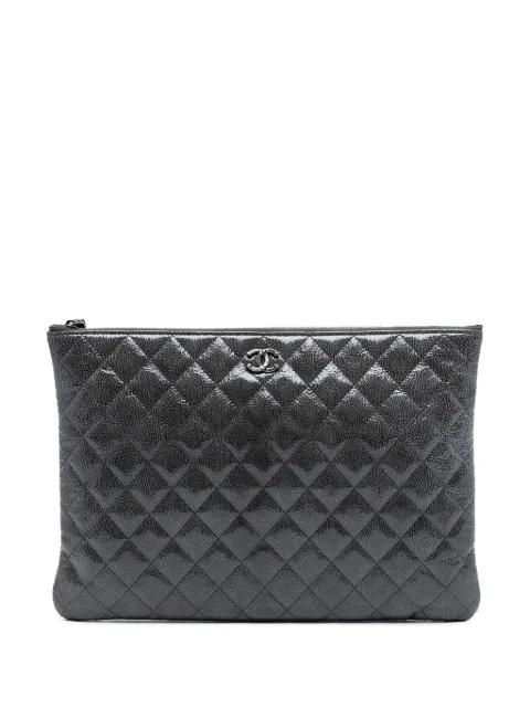 2014 Large Quilted Iridescent Patent O Case clutch bag by CHANEL 