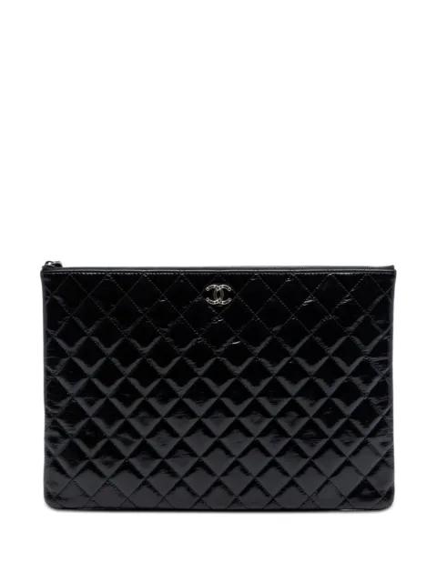 2014 Large Quilted Patent O Case clutch bag by CHANEL 