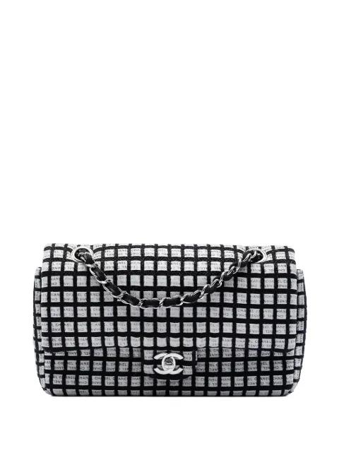 2014 Medium Classic Ribbon and Tweed Logo Double Flap shoulder bag by CHANEL 