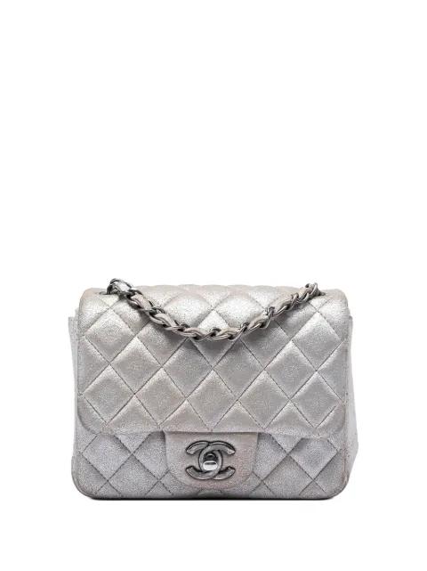 2014 Mini Square Classic Metallic Lambskin Single Flap crossbody bag by CHANEL 