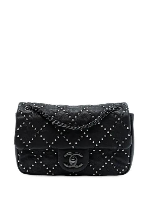 2014 Small Quilted Distressed Calfskin Studded Metal Beauty Flap shoulder bag by CHANEL 