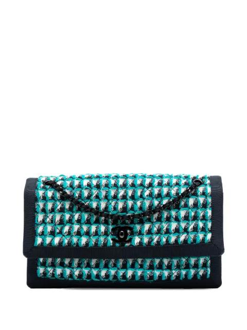 2015-2016 CC Multicolor Quilted Tweed Accordion Houndstooth Flap shoulder bag by CHANEL 
