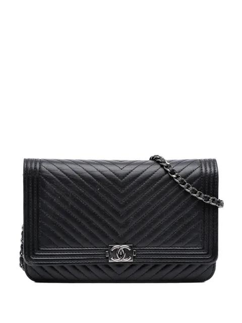 2015-2016 Chevron Lambskin Boy Wallet on Chain crossbody bag by CHANEL 
