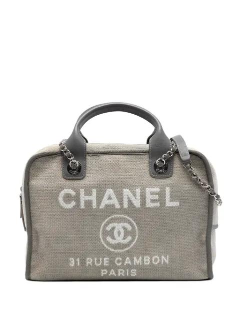 2015-2016 Large Canvas Deauville Bowling Bag satchel by CHANEL 