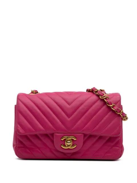 2015-2016 Mini Rectangular Classic Chevron Lambskin Single Flap crossbody bag by CHANEL 