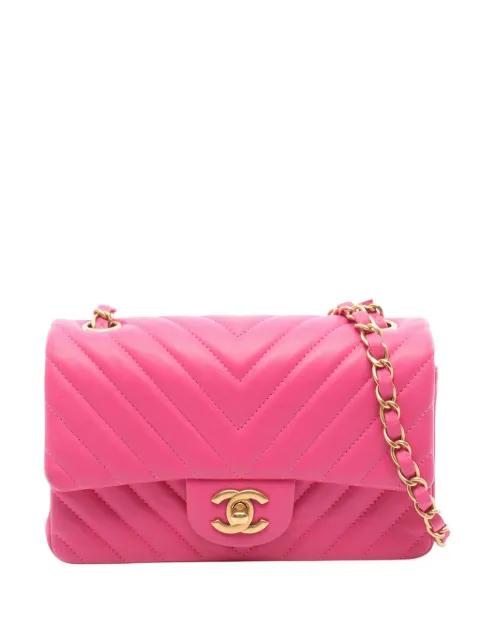 2015-2016 Mini Rectangular Classic Chevron Lambskin Single Flap crossbody bag by CHANEL 