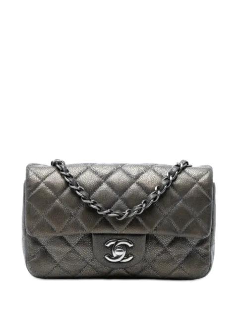 2015-2016 Mini Rectangular Classic Metallic Caviar Single Flap crossbody bag by CHANEL 