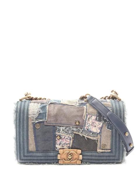 2015-2016 Old Medium Patchwork Denim Boy Flap crossbody bag by CHANEL 