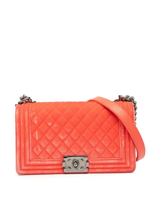 2015-2016 Old Medium Quilted Velvet Boy Flap crossbody bag by CHANEL 