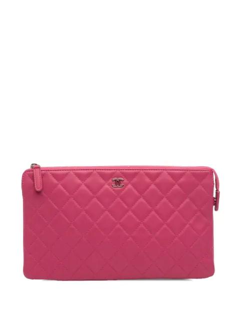 2015-2016 Quilted Caviar CC Enamel Double Zip clutch bag by CHANEL 