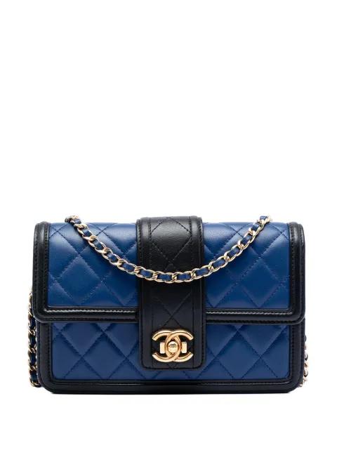 2016-2017 Bicolor Quilted Lambskin Elegant CC Flap Wallet on Chain crossbody bag by CHANEL 