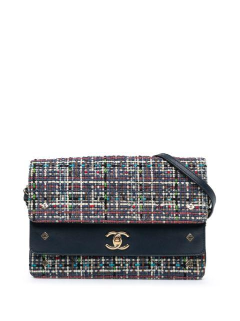 2016-2017 CC Multicolor Tweed Double Flap crossbody bag by CHANEL 
