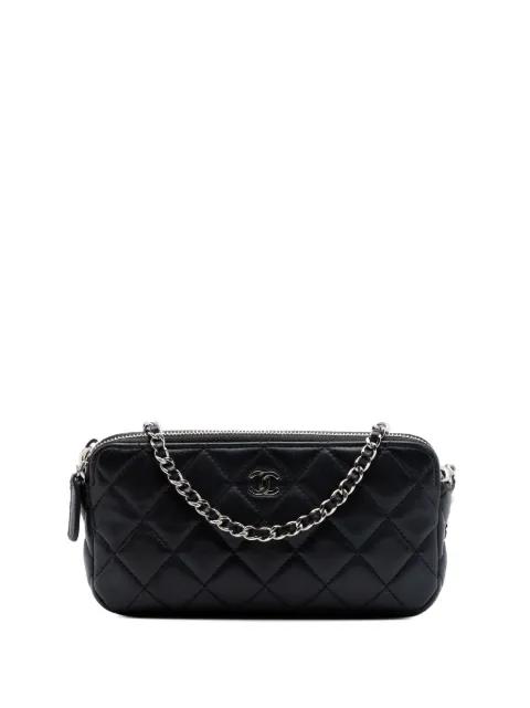 2016-2017 CC Quilted Lambskin Double Zip Clutch With Chain crossbody bag by CHANEL 