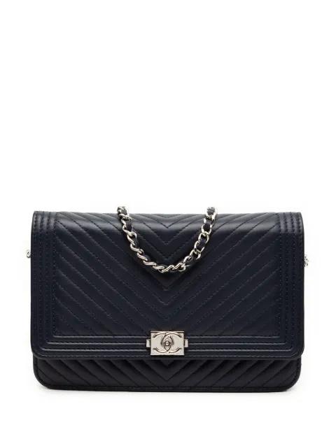 2016-2017 Chevron Lambskin Boy Wallet on Chain crossbody bag by CHANEL 
