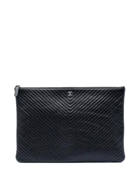 2016-2017 Large Chevron Caviar O Case clutch bag by CHANEL 