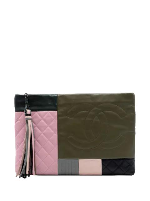 2016-2017 Large Lambskin Colorblock Patchwork O Case clutch bag by CHANEL 