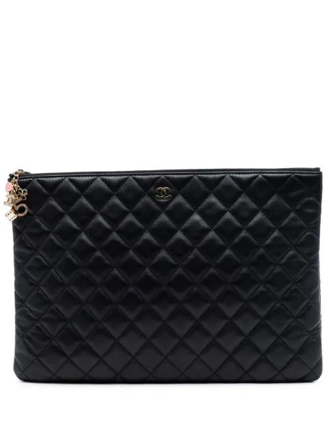 2016-2017 Large Quilted Lambskin Casino Charms O Case clutch bag by CHANEL 