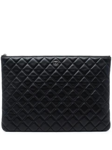 2016-2017 Large Quilted Lambskin O Case clutch bag by CHANEL 