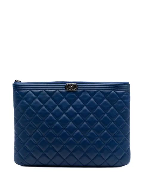 2016-2017 Medium Quilted Lambskin Boy O Case clutch bag by CHANEL 