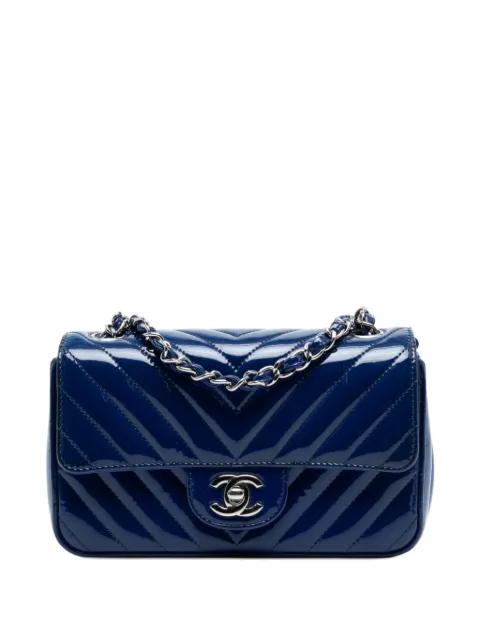 2016-2017 Mini Rectangular Classic Chevron Patent Single Flap crossbody bag by CHANEL 