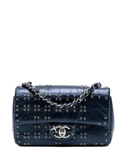 2016-2017 Mini Rectangular Classic Glazed Calfskin Studded Airlines Single Flap shoulder bag by CHANEL 