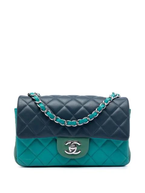 2016-2017 Mini Rectangular Classic Tricolor Lambskin Single Flap crossbody bag by CHANEL 
