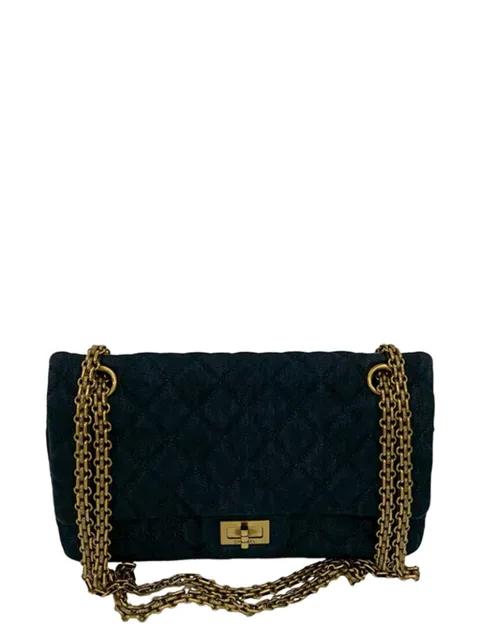 2016-2017 Quilted Denim Reissue 2.55 Double Flap 226 shoulder bag by CHANEL 