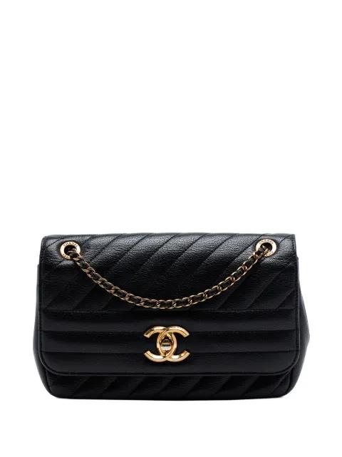 2016-2017 Small CC Diagonal Quilted Goatskin Flap shoulder bag by CHANEL 