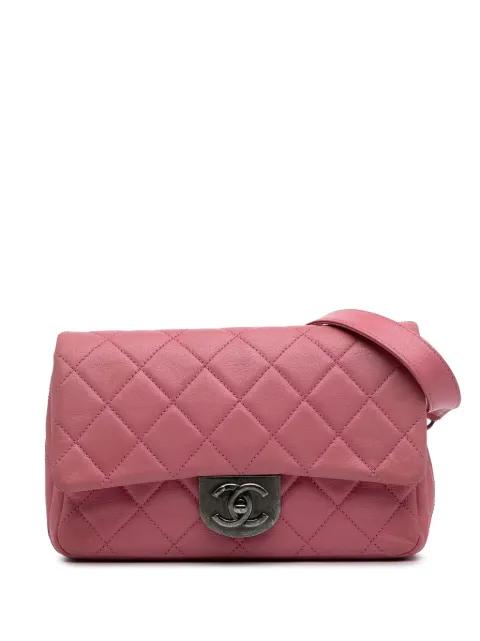 2016-2017 Small Quilted Shiny Goatskin Double Carry Waist Chain Flap satchel by CHANEL 
