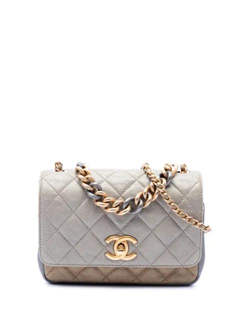 2016-2017 Small Tricolor Quilted Lambskin Camellia Flower Flap satchel by CHANEL 