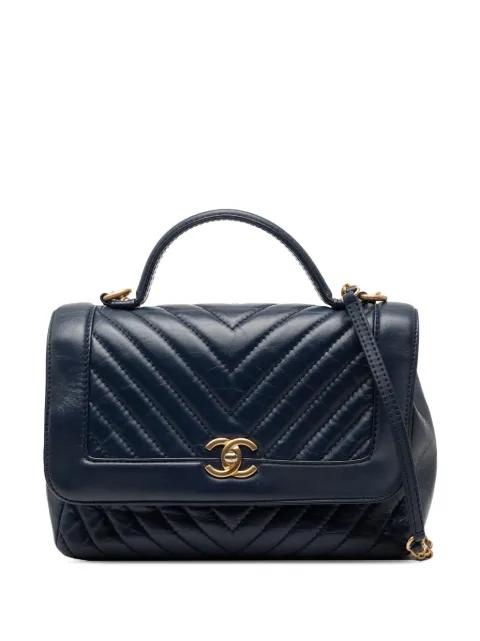 2017-2018 CC Chevron Aged Calfskin Top Handle Flap satchel by CHANEL 