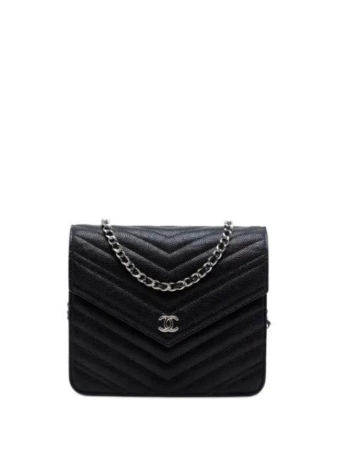 2017-2018 CC Chevron Caviar Square Wallet On Chain crossbody bag by CHANEL 